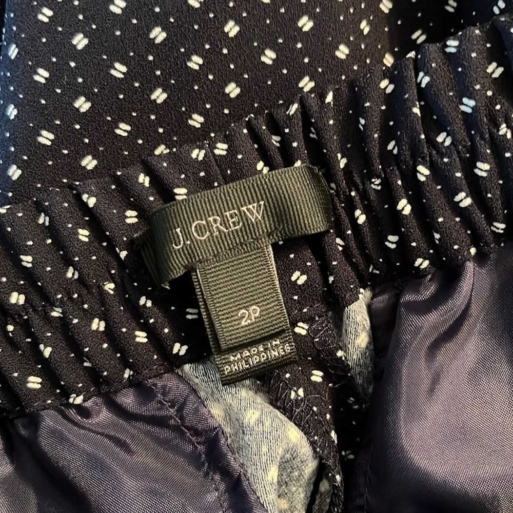 J. Crew Navy & White Printed High-Rise Cropped Slim Leg Trouser Pant